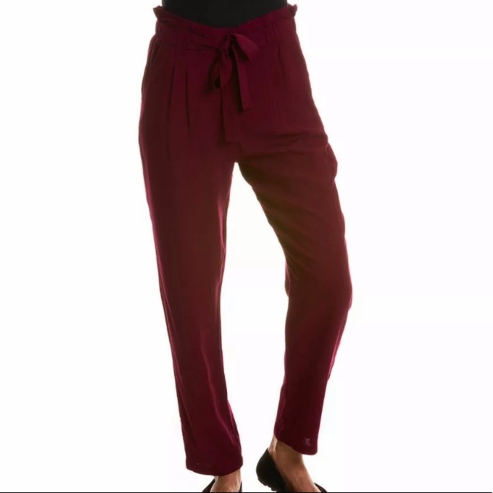 NWOT Ambiance maroon challis tie front pants